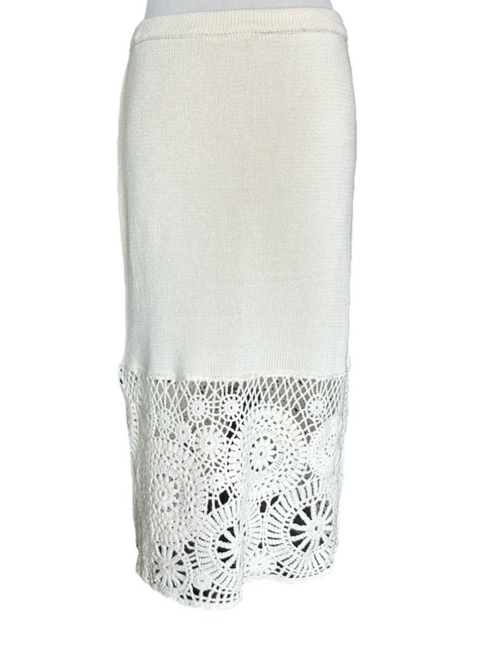 House Of Harlow Crochet Knit 2 Piece Set Ivory Boho Resort Skirt Set NWT - Picture 6 of 12